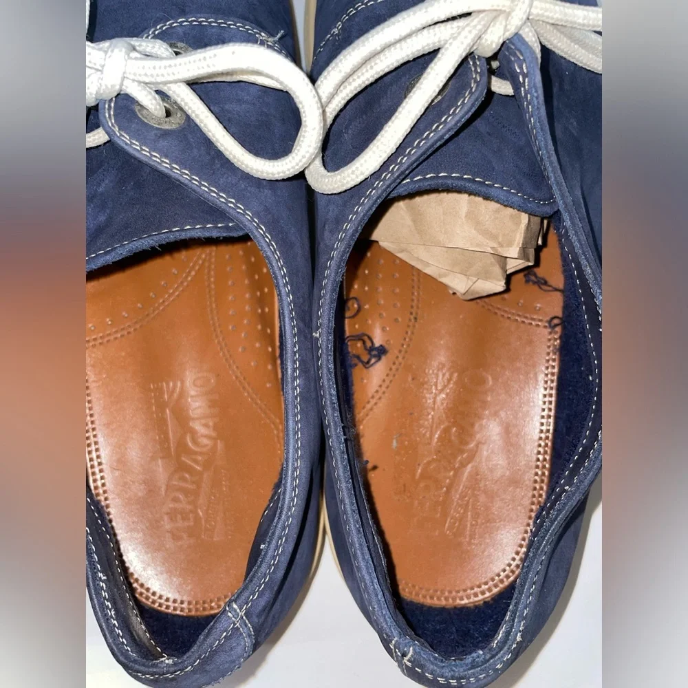Vintage Salvatore Ferragamo Navy Blue Sneakers Size 12D - Picture 7 of 15